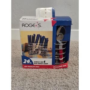 Vintage Rogers Silverware 24 piece set with Caddy 18/0 Stainless Steel New